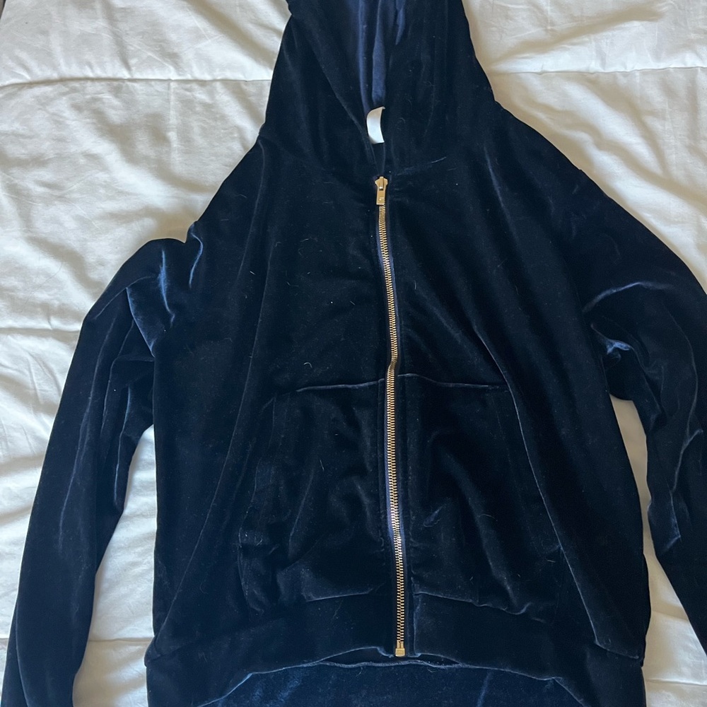Women's Fabletics Navy Velvet Hoodie Jacket